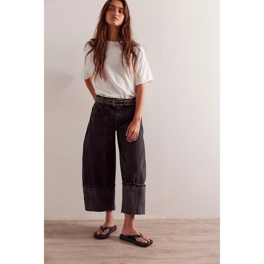 Free People Olsen Cuffed Crop Barrel Jeans